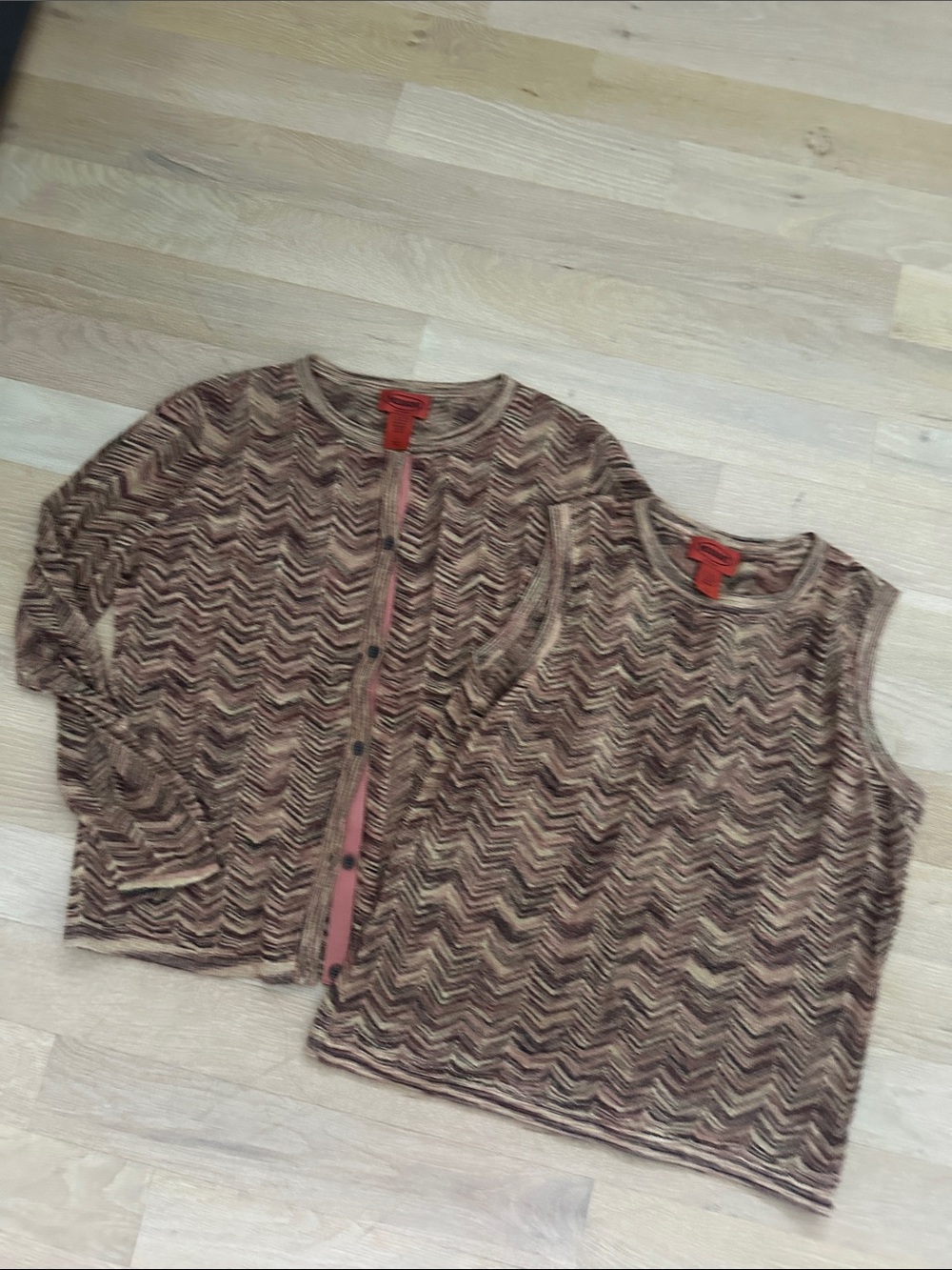 Brown Chevron Knit Tank & Cardigan Set